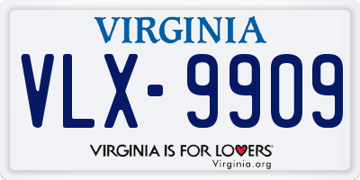 VA license plate VLX9909