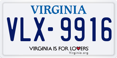 VA license plate VLX9916