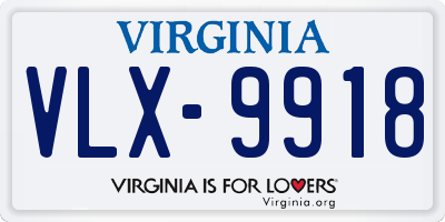 VA license plate VLX9918