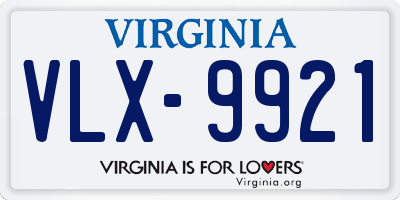 VA license plate VLX9921