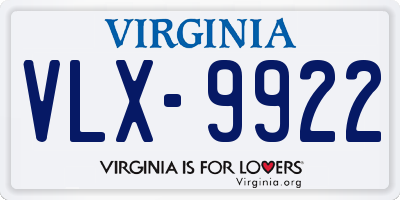 VA license plate VLX9922