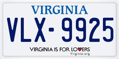 VA license plate VLX9925