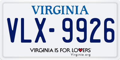 VA license plate VLX9926