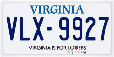 VA license plate VLX9927