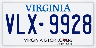 VA license plate VLX9928