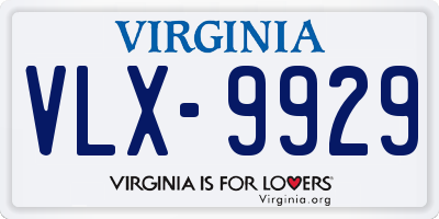 VA license plate VLX9929