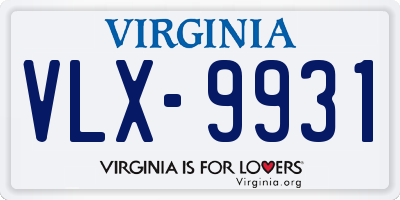 VA license plate VLX9931