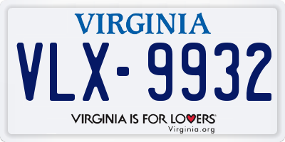 VA license plate VLX9932