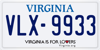 VA license plate VLX9933