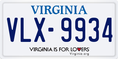 VA license plate VLX9934