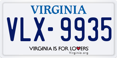 VA license plate VLX9935