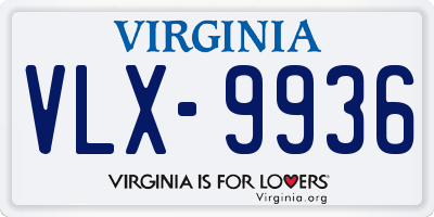 VA license plate VLX9936