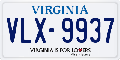 VA license plate VLX9937