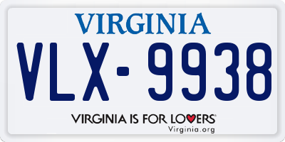 VA license plate VLX9938