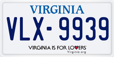 VA license plate VLX9939