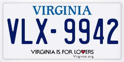 VA license plate VLX9942