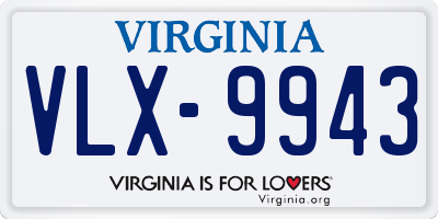 VA license plate VLX9943