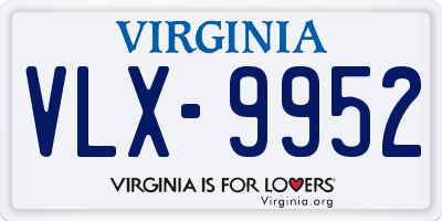 VA license plate VLX9952