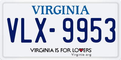 VA license plate VLX9953