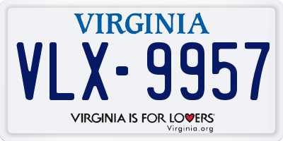 VA license plate VLX9957