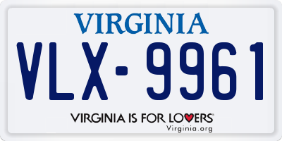 VA license plate VLX9961