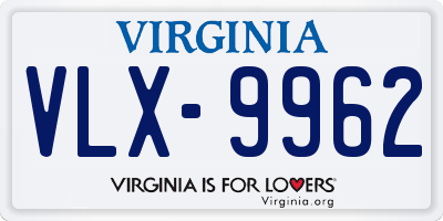 VA license plate VLX9962