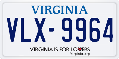 VA license plate VLX9964