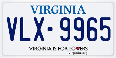 VA license plate VLX9965