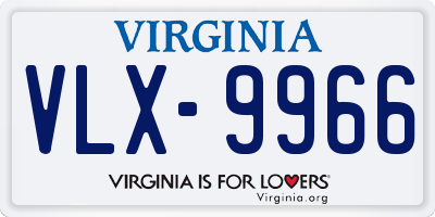 VA license plate VLX9966