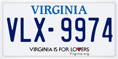 VA license plate VLX9974