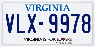 VA license plate VLX9978