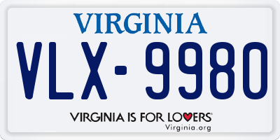 VA license plate VLX9980