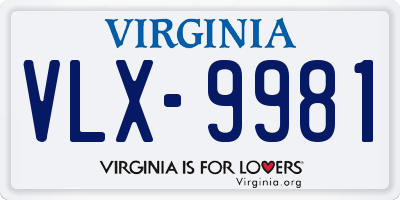 VA license plate VLX9981