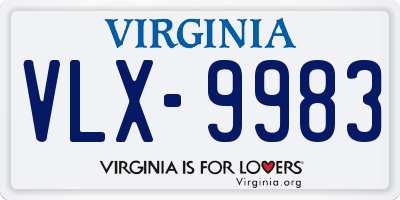 VA license plate VLX9983