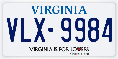 VA license plate VLX9984