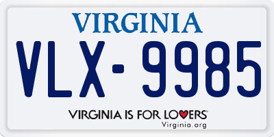 VA license plate VLX9985