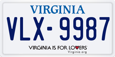 VA license plate VLX9987