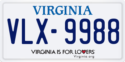 VA license plate VLX9988