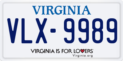 VA license plate VLX9989