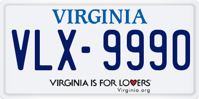 VA license plate VLX9990