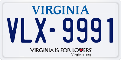 VA license plate VLX9991