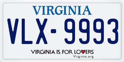 VA license plate VLX9993