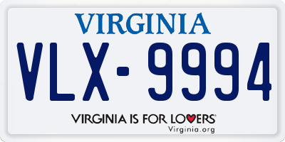 VA license plate VLX9994