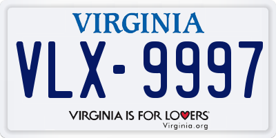 VA license plate VLX9997