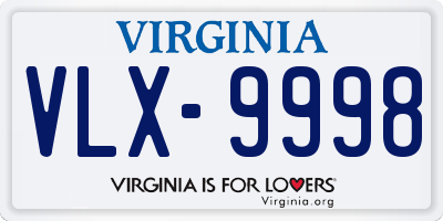 VA license plate VLX9998