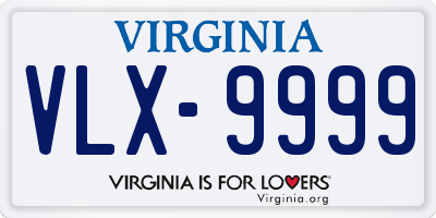 VA license plate VLX9999