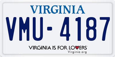 VA license plate VMU4187