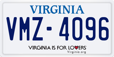 VA license plate VMZ4096