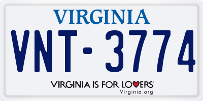 VA license plate VNT3774
