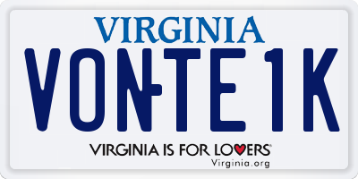 VA license plate VONTE1K